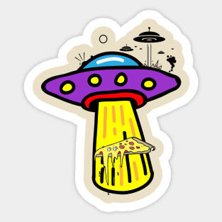 Alien Pizza Eating Sticker